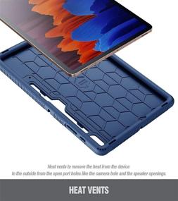 img 3 attached to 🐢 Poetic TurtleSkin Series Samsung Galaxy Tab S7 Plus Case with S Pen Holder, 12.4 inch SM-T970/T975/T976 (2020 Release) - Heavy Duty Shockproof Kids Friendly Silicone Cover, Navy Blue