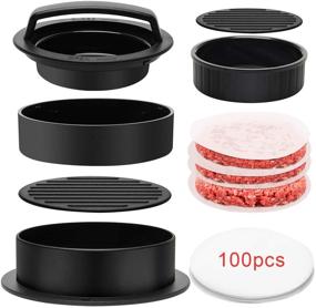 img 4 attached to 🍔 Luxiv 3 in 1 Burger Press: Make Perfect Stuffed Burgers with Non-Stick Sliders - Includes 100p Burger Paper for BBQ (Black)