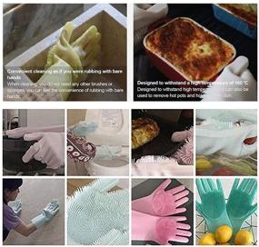 img 1 attached to 🧤 Silicone Reusable Cleaning Brush Heat Resistant Scrubber Gloves - Dishwashing Gloves for Housework, Kitchen Clean, Bathroom, Bathing, Car Washing | 1 Pair (13.6" Large)