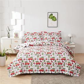 img 4 attached to Ferdilan Christmas Bedspread Reversible Breathable Bedding