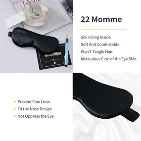 img 2 attached to 😴 ZIMASILK 100% Mulberry Silk Sleep Mask - 22 Momme, Filled with Pure Silk, Silk Wrapping Strap - Super Soft & Comfortable Eye Mask for Sleeping (Black)