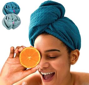 img 4 attached to 🚿 Tuerriat Microfiber Hair Towel: Super Absorbent Hair Wrap for Women - Anti-Frizz, Anti-Breakage, Quick Dry Turban - Hands-Free Design - 10.24 X 29.53 Inches