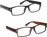 👓 the reading glasses company: stylish large designer style black brown tortoiseshell spring hinges - value 2 pack for men (rr6-12) +3.00 logo