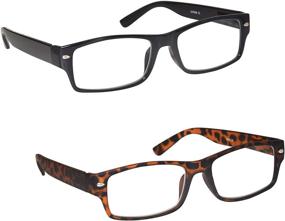 img 2 attached to 👓 The Reading Glasses Company: Stylish Large Designer Style Black Brown Tortoiseshell Spring Hinges - Value 2 Pack for Men (RR6-12) +3.00