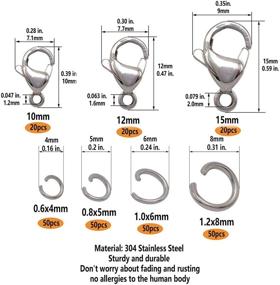 img 2 attached to Versatile 60 PCS Stainless Steel Lobster Claw Clasps & 200 PCS Jump Rings Set: Ideal for Jewelry Making