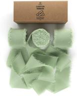 💚 vitalizart handmade fringe chiffon silk ribbon set - sage green ribbons for wedding invitations, bridal bouquets, gifts wrapping, diy crafts (3 rolls | 1.5" x 7yd) logo