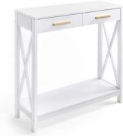 white 2-tier compact sofa and console table by prosumer's choice: elegant entryway or hallway side table for living room, office, corridor logo