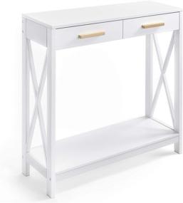 img 4 attached to White 2-Tier Compact Sofa and Console Table by Prosumer's Choice: Elegant Entryway or Hallway Side Table for Living Room, Office, Corridor