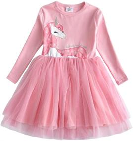 img 4 attached to 🌸 DXTON Little Girls Toddler Winter Long Sleeve Flower Party Tutu Dresses | Sizes 2-8T