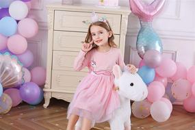 img 1 attached to 🌸 DXTON Little Girls Toddler Winter Long Sleeve Flower Party Tutu Dresses | Sizes 2-8T
