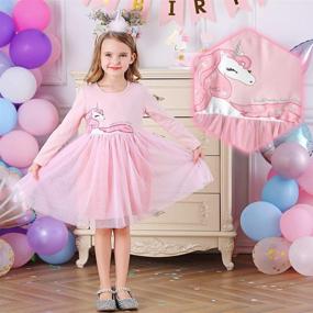 img 3 attached to 🌸 DXTON Little Girls Toddler Winter Long Sleeve Flower Party Tutu Dresses | Sizes 2-8T