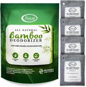 img 4 attached to All Prime Bamboo Charcoal Bags Odor Absorber - 4 Pack: Large 500g Bags for Powerful Natural Odor Elimination and Air Purification - Charcoal Deodorizer and Activated Charcoal Odor Absorber for Home Use