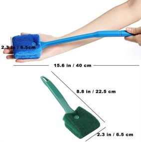 img 3 attached to 🧽 Set of 3 Non-Slip Handle Double-Sided Aquarium Fish Tank Algae Cleaning Brushes with Sponge Scrubber Cleaner - Ideal for Glass Aquariums and Home Kitchen