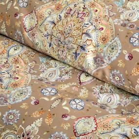 img 1 attached to Boho Paisley Medallion Duvet Cover Set: Traditional Antique Rug Print, Vintage Damask Bohemian Pattern, Elegant Boteh Tapestry Design – Egyptian Cotton Bedding (Tan, King)