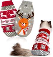 🐱 2-pack hylyun cat christmas sweater - reindeer and snowflake pet sweaters for kittys and small dogs logo
