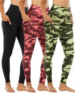 👖 3 pack of chrleisure high waisted tummy control leggings with pockets for women, ideal for workout yoga pants logo