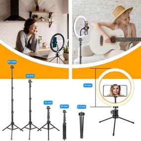 img 3 attached to 🌟 10'' Ring Light with 67'' Extendable Tripod Stand: NyShine LED Dimmable Circle Light for YouTube, TikTok, Selfies, Live Streaming, Makeup, Photography - Includes Desktop Mini Tripod and Phone Holder