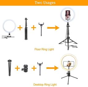 img 1 attached to 🌟 10'' Ring Light with 67'' Extendable Tripod Stand: NyShine LED Dimmable Circle Light for YouTube, TikTok, Selfies, Live Streaming, Makeup, Photography - Includes Desktop Mini Tripod and Phone Holder