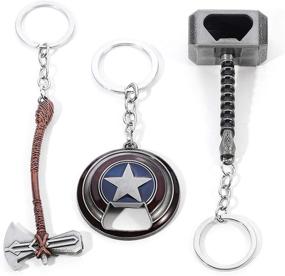 img 2 attached to 🔑 Sio & Tan Keychain Bottle Opener Collection: Mjolnir, Captain America Shield, Thor Hammer, Axe & Stormbreaker