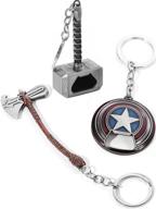 🔑 sio & tan keychain bottle opener collection: mjolnir, captain america shield, thor hammer, axe & stormbreaker логотип