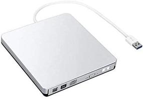 img 2 attached to 📀 High-Speed USB 3.0 External CD DVD Drive for MacBooks & PCs - Slim, Portable, Silver