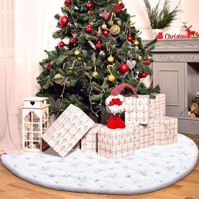 img 1 attached to 🎄 White Faux Fur Christmas Tree Skirt with Sequins - 48 Inches: Perfect for Merry Christmas Party Decorations and Xmas Supplies