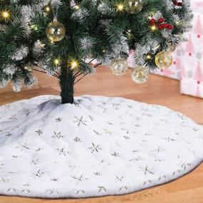 img 4 attached to 🎄 White Faux Fur Christmas Tree Skirt with Sequins - 48 Inches: Perfect for Merry Christmas Party Decorations and Xmas Supplies