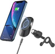 🔌 e egoway magnetic wireless car charger: fast qi charging stand for iphone 12 pro max/samsung s10 - air vent mount & phone holder (black) logo