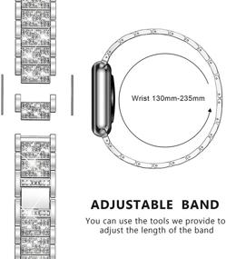 img 2 attached to 🍏 Supoix бриллиантовый металлический браслет для Apple Watch 38 мм + кейс, женские украшения Bling страп и 2-пакетные бамперы для защиты экрана для iWatch Series 3/2/1 - Серебро/38 мм