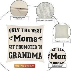 img 2 attached to 👵 Ouddy Only The Best Moms Get Promoted to Grandma: Square Linen Blessing Pillow Cases for Mothers Day Decorations (18" x 18")