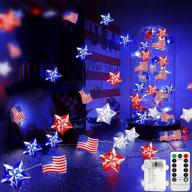 🎆 gdithy 4th of july decorations lights: 13ft 40 leds red white blue stars and american flag string lights - 8 modes waterproof fairy lights with remote for independence day memorial day patriotic decor логотип