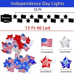 img 3 attached to 🎆 Gdithy 4th of July Decorations Lights: 13ft 40 LEDs Red White Blue Stars and American Flag String Lights - 8 Modes Waterproof Fairy Lights with Remote for Independence Day Memorial Day Patriotic Decor