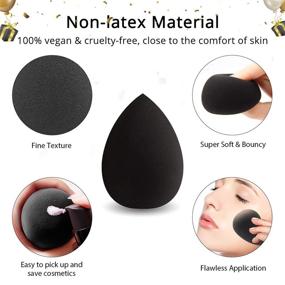 img 3 attached to 💄 BEAKEY Makeup Sponge: Latex-Free and Vegan, Ideal for Flawless Cream, Liquid Foundation & Powder Application - 2Pcs, Black