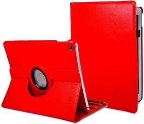 img 4 attached to 🔴 iPad 10.2 Case 2019 2020 - 7th 8th Gen | Screen Protector | 360° Rotating Stand | Red