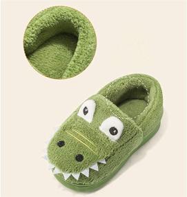 img 2 attached to 🦖 Cozy Kids' Dinosaur Slippers: MOFEEDOUKA Boys and Girls Warm House Shoes
