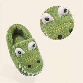 img 1 attached to 🦖 Cozy Kids' Dinosaur Slippers: MOFEEDOUKA Boys and Girls Warm House Shoes