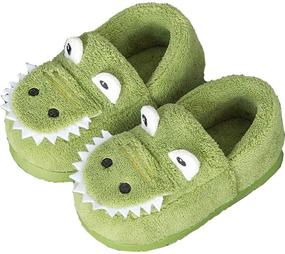 img 4 attached to 🦖 Cozy Kids' Dinosaur Slippers: MOFEEDOUKA Boys and Girls Warm House Shoes