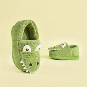img 3 attached to 🦖 Cozy Kids' Dinosaur Slippers: MOFEEDOUKA Boys and Girls Warm House Shoes