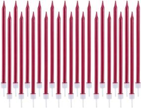 img 4 attached to Sivim Birthday Candles 24 Count Tall Red Cake Candle In Holders Long Thin Cupcake Candles For Birthday Wedding Party Decoration