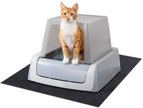 img 2 attached to 🐱 Premium Under The Cat Litter Boxes Mat: Absorbent Felt Fabric with Anti-Slip Waterproof Layer - Reusable & Washable - 24x24 Inches