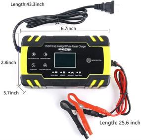 img 1 attached to IEIK 12V 8A 24V 4A Automotive Smart Battery Charger Maintainer for Car, Truck, Boat, Motorcycle, Lawn Mower, SUV, RV, ATV & More - Yellow