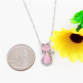 img 1 attached to 🐱 Cute Pink Cat Pendant Necklace - Platinum Plated Animal Cat Jewelry, Teen Girls Gifts (ZY062)