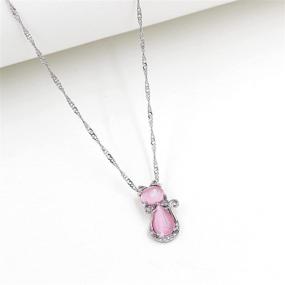 img 2 attached to 🐱 Cute Pink Cat Pendant Necklace - Platinum Plated Animal Cat Jewelry, Teen Girls Gifts (ZY062)