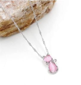 img 3 attached to 🐱 Cute Pink Cat Pendant Necklace - Platinum Plated Animal Cat Jewelry, Teen Girls Gifts (ZY062)