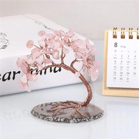 img 1 attached to 💰 Enhance Your Wealth Luck with the Exquisite Mookaitedecor Rose Quartz Crystal Money Tree - Feng Shui Bonsai with Agate Slice Base, 3-4 Inch High