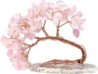 💰 enhance your wealth luck with the exquisite mookaitedecor rose quartz crystal money tree - feng shui bonsai with agate slice base, 3-4 inch high логотип