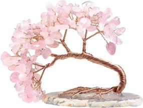 img 4 attached to 💰 Enhance Your Wealth Luck with the Exquisite Mookaitedecor Rose Quartz Crystal Money Tree - Feng Shui Bonsai with Agate Slice Base, 3-4 Inch High