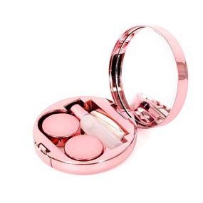 img 2 attached to 👁️ YiQiYi Exquisite Eye Lenses Container - Drift Sand Contact Lens Case with Mirror & Remover Tool - Travel and Home Holder Case (Pink)