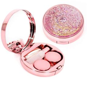 img 4 attached to 👁️ YiQiYi Exquisite Eye Lenses Container - Drift Sand Contact Lens Case with Mirror & Remover Tool - Travel and Home Holder Case (Pink)