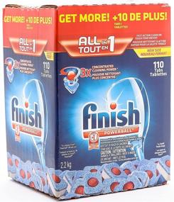 img 2 attached to 🧼 Ultimate Cleaning with Finish Powerball All in 1, 3X Concentrated Dishwasher Detergent Tablets - 110 Count